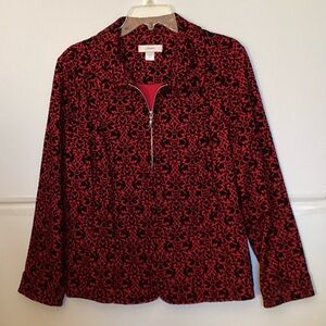 cjBanks woman’s full zip Red and Black Floral Jacket. Size XL